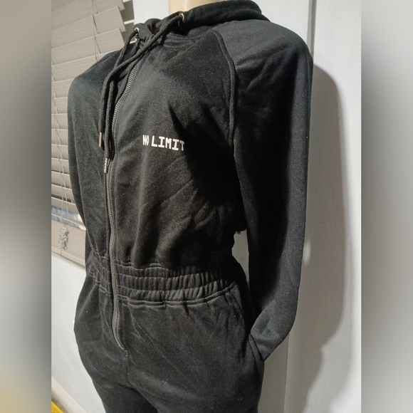 Fashion Nova Black Track Suit with White Accents - Picture 3 of 7